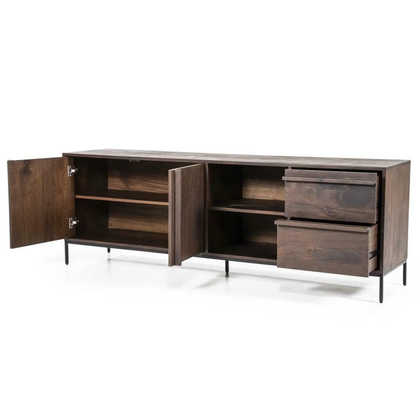 TV-meubel Jimmy Mangohout en Metaal 180cm - Bruin - Loft24.nl