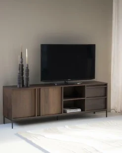 TV-meubel Jimmy Mangohout en Metaal 180cm - Bruin - Loft24.nl