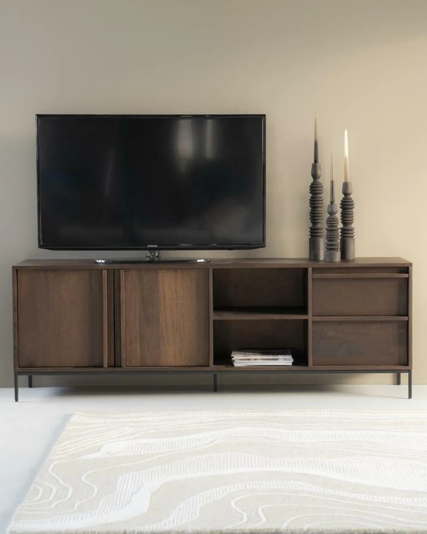 TV-meubel Jimmy Mangohout en Metaal 180cm - Bruin - Loft24.nl