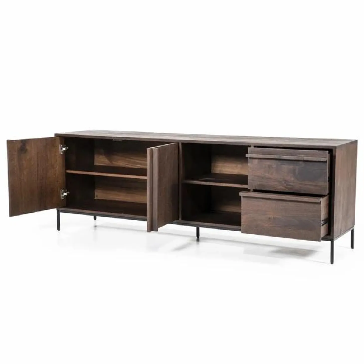 TV-meubel Jimmy Mangohout en Metaal 180cm - Bruin - Loft24.nl
