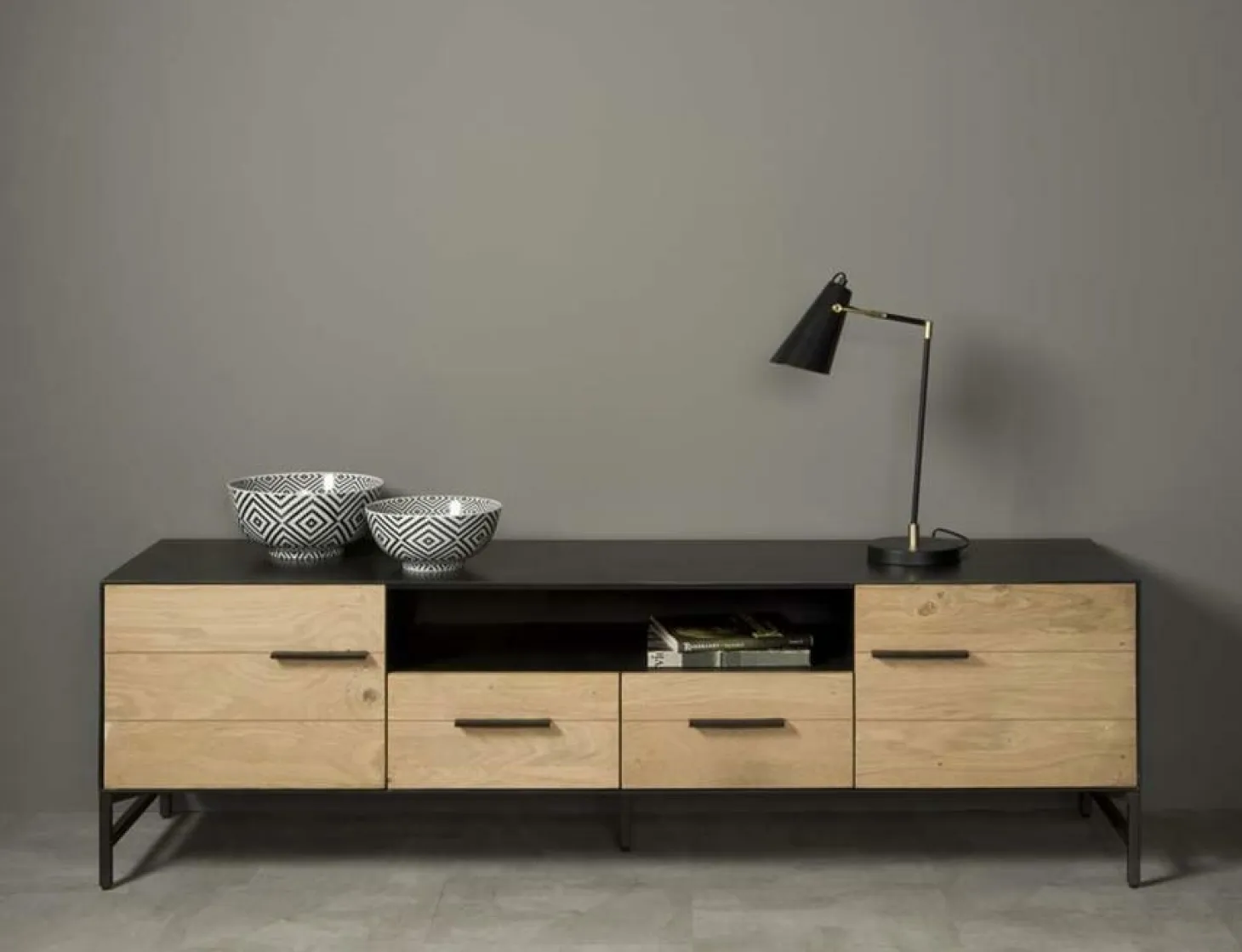 TV-meubel Lido Eiken en metaal 190 cm - Loft24.nl