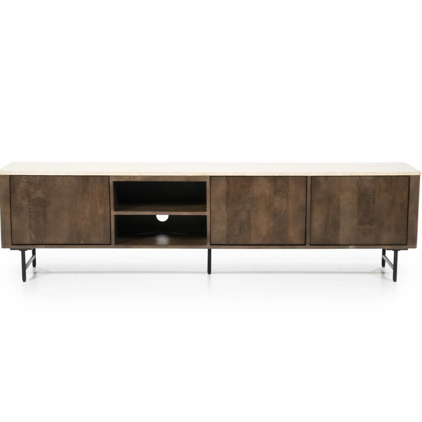 TV-Meubel Lio Mangohout Travertin 200cm - bruin - Loft24.nl