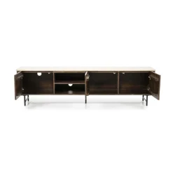 TV-Meubel Lio Mangohout Travertin 200cm - bruin - Loft24.nl