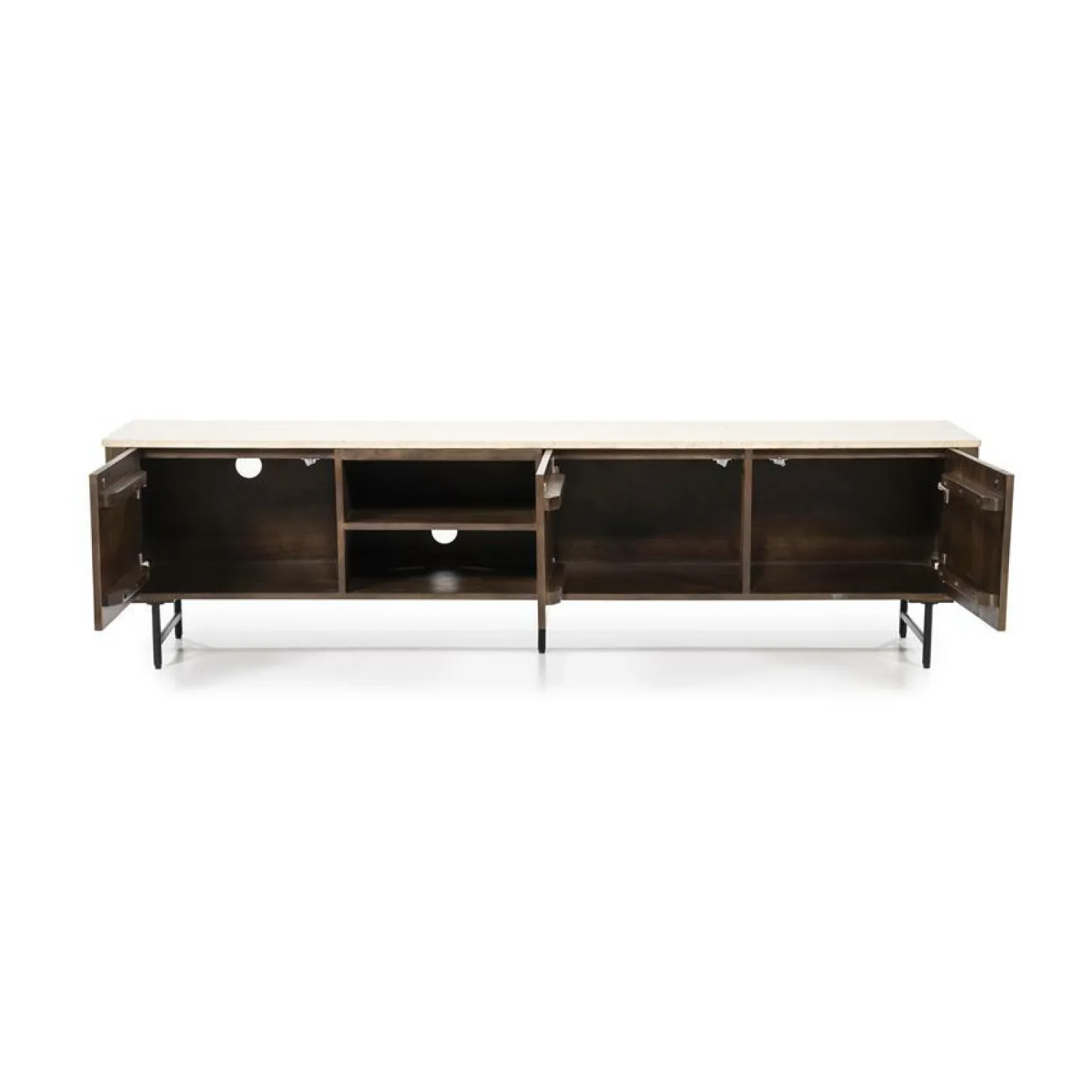 TV-Meubel Lio Mangohout Travertin 200cm - bruin - Loft24.nl