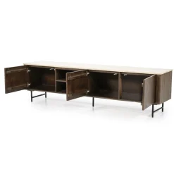 TV-Meubel Lio Mangohout Travertin 200cm - bruin - Loft24.nl