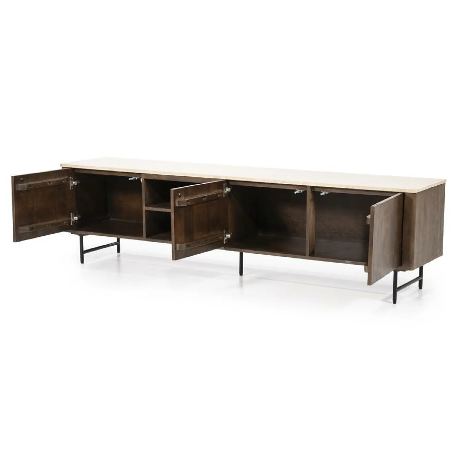 TV-Meubel Lio Mangohout Travertin 200cm - bruin - Loft24.nl