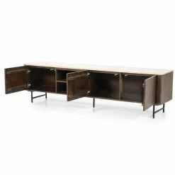 TV-Meubel Lio Mangohout Travertin 200cm - bruin - Loft24.nl