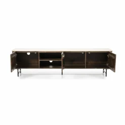 TV-Meubel Lio Mangohout Travertin 200cm - bruin - Loft24.nl