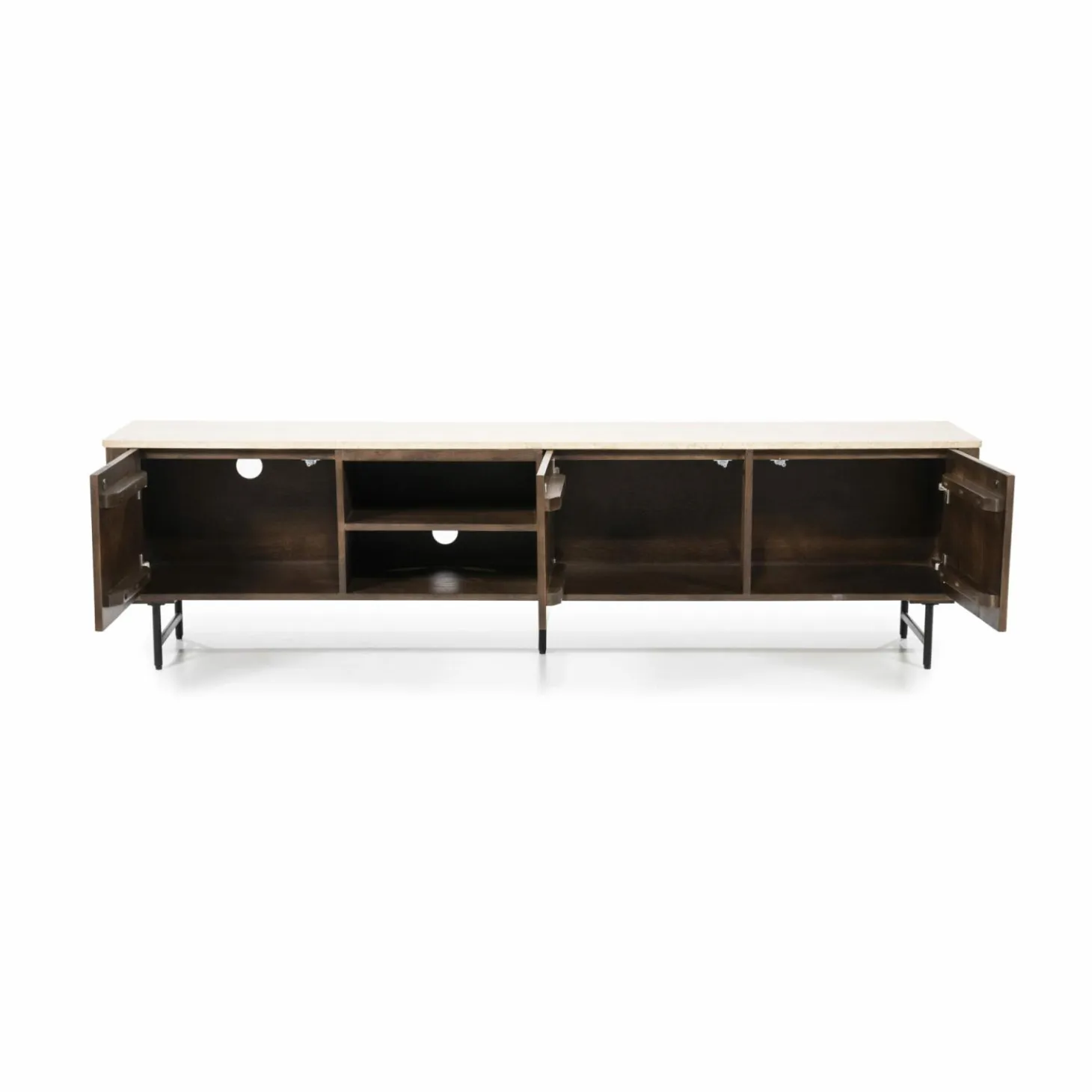 TV-Meubel Lio Mangohout Travertin 200cm - bruin - Loft24.nl