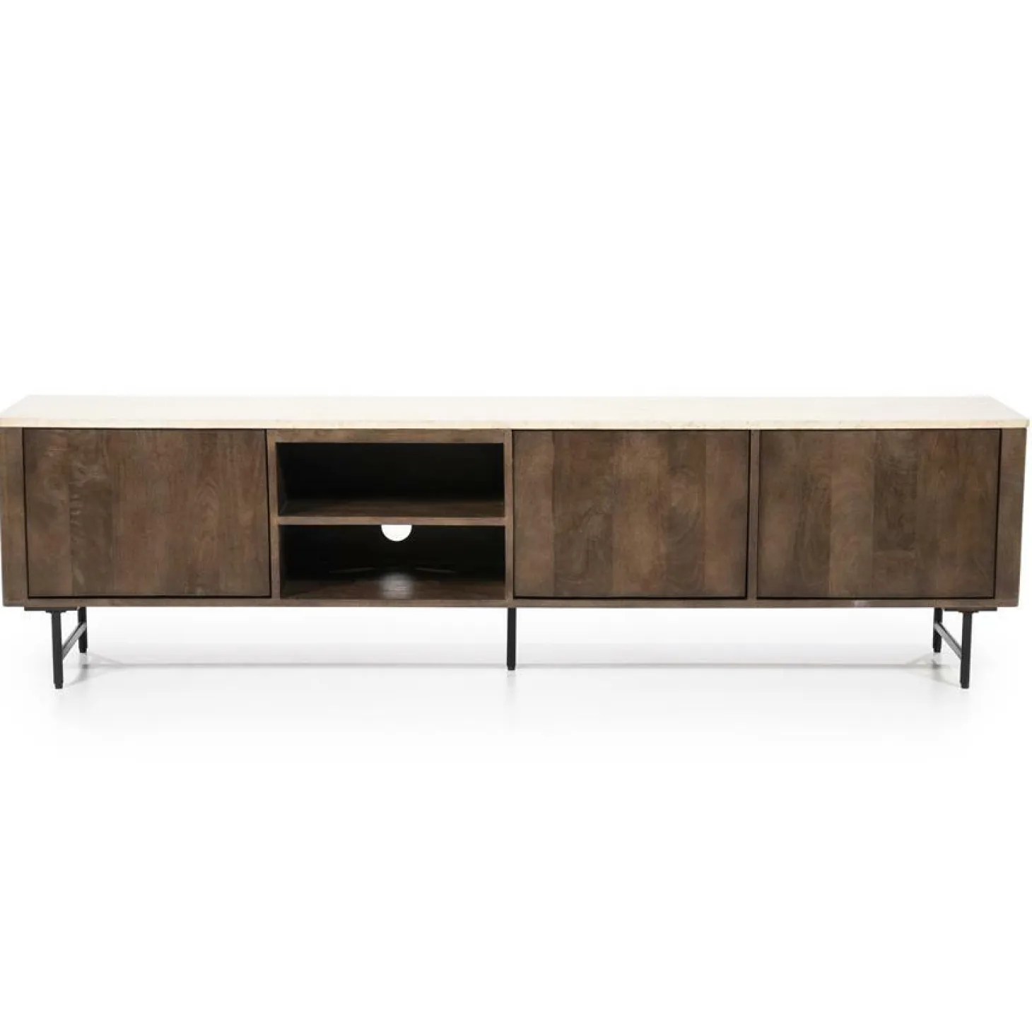 TV-Meubel Lio Mangohout Travertin 200cm - bruin - Loft24.nl