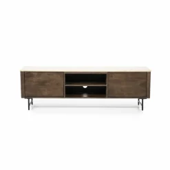TV-Meubel Lio Mangohout Travertin 170cm - bruin - Loft24.nl