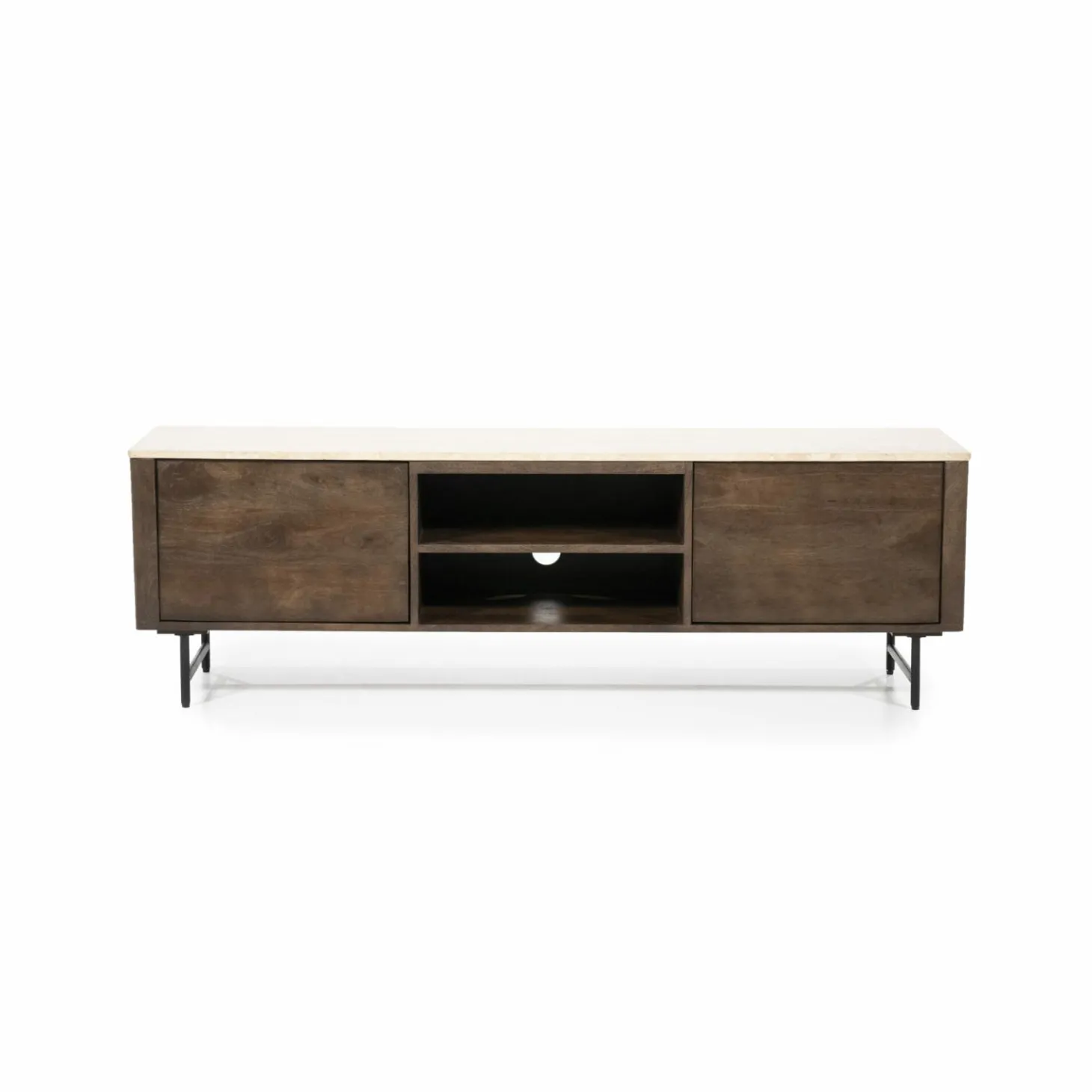 TV-Meubel Lio Mangohout Travertin 170cm - bruin - Loft24.nl