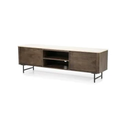 TV-Meubel Lio Mangohout Travertin 170cm - bruin - Loft24.nl
