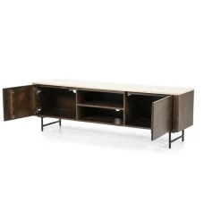 TV-Meubel Lio Mangohout Travertin 170cm - bruin - Loft24.nl