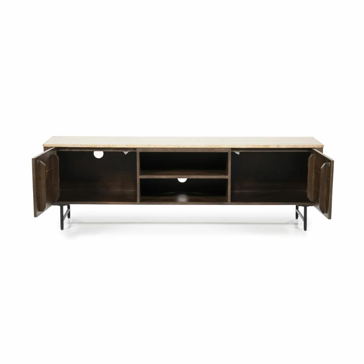 TV-Meubel Lio Mangohout Travertin 170cm - bruin - Loft24.nl