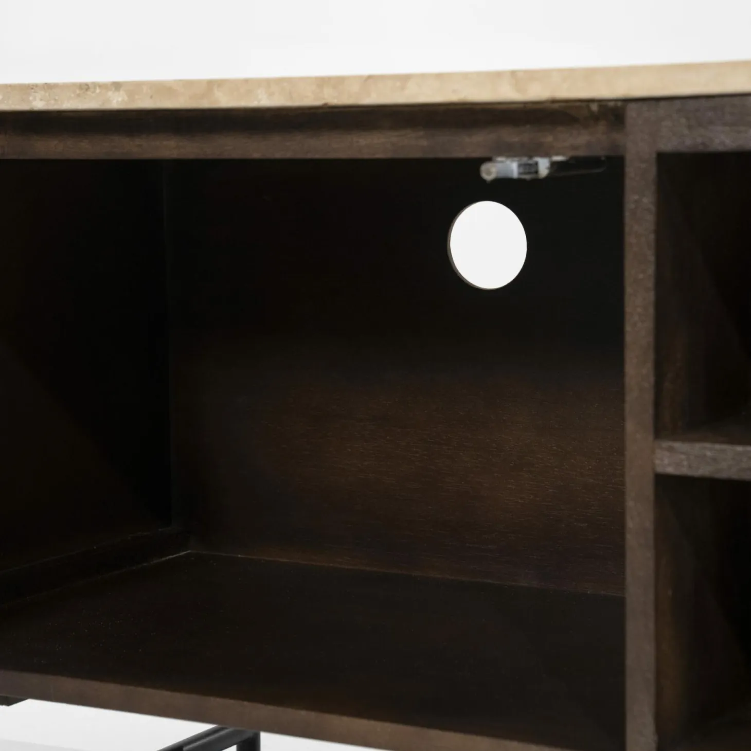 TV-Meubel Lio Mangohout Travertin 170cm - bruin - Loft24.nl