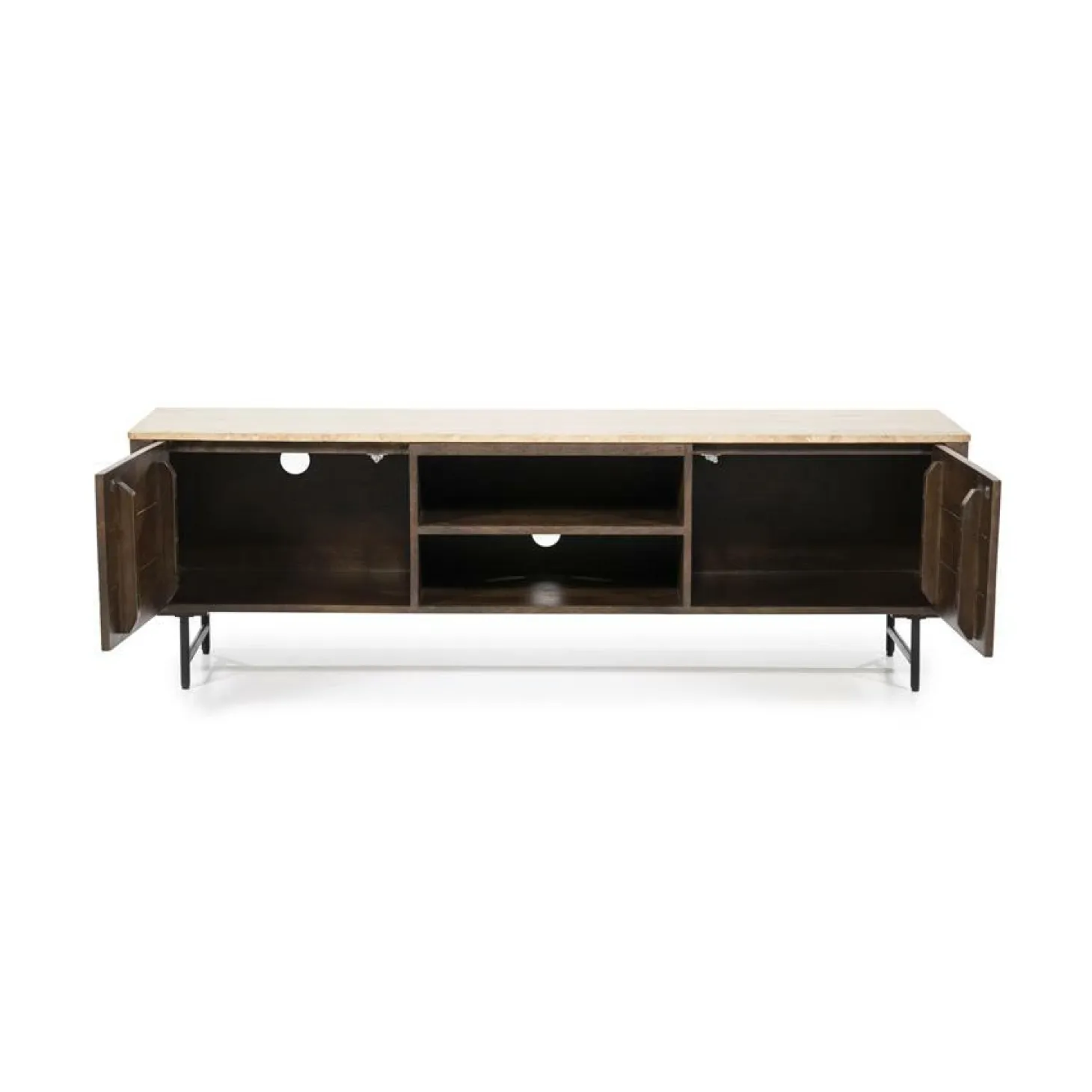 TV-Meubel Lio Mangohout Travertin 170cm - bruin - Loft24.nl