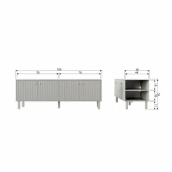 TV-meubel Madu 160cm - Wolkengrijs - Loft24.nl