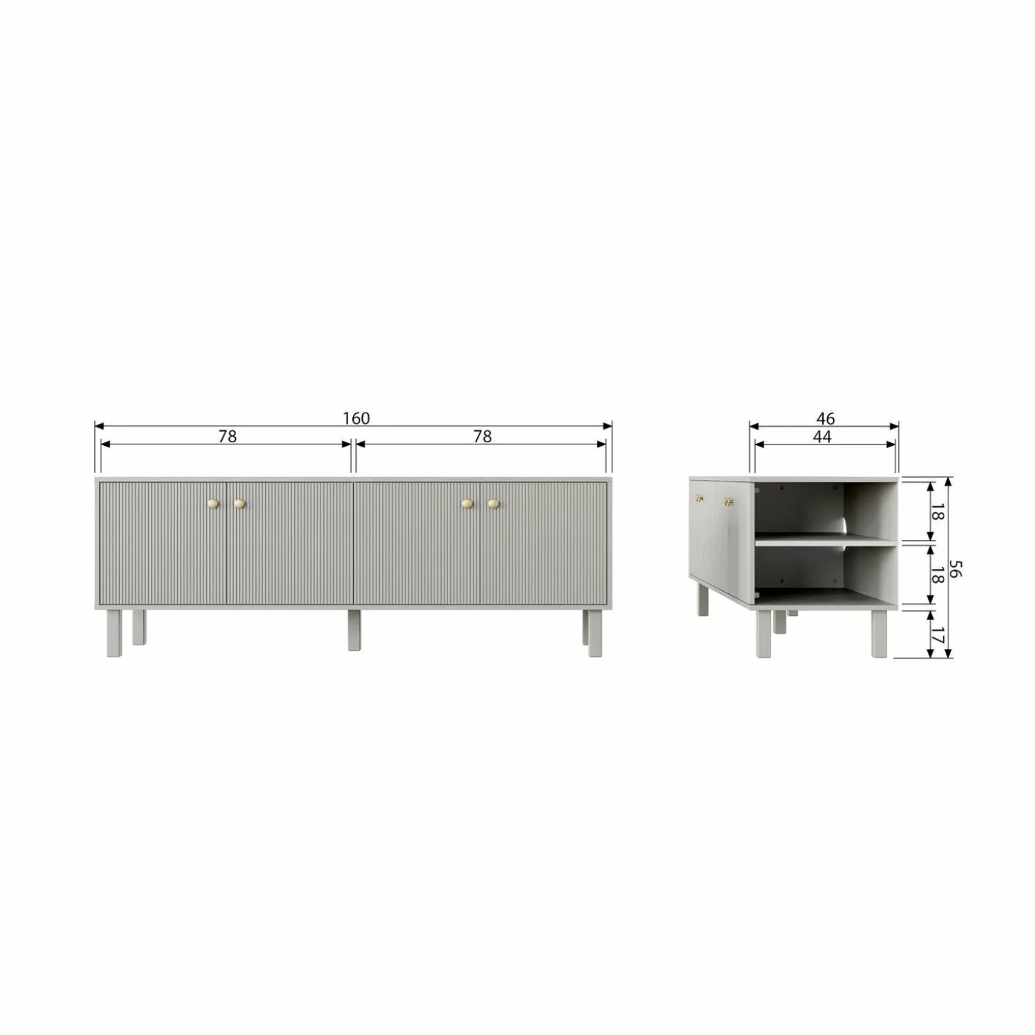 TV-meubel Madu 160cm - Wolkengrijs - Loft24.nl