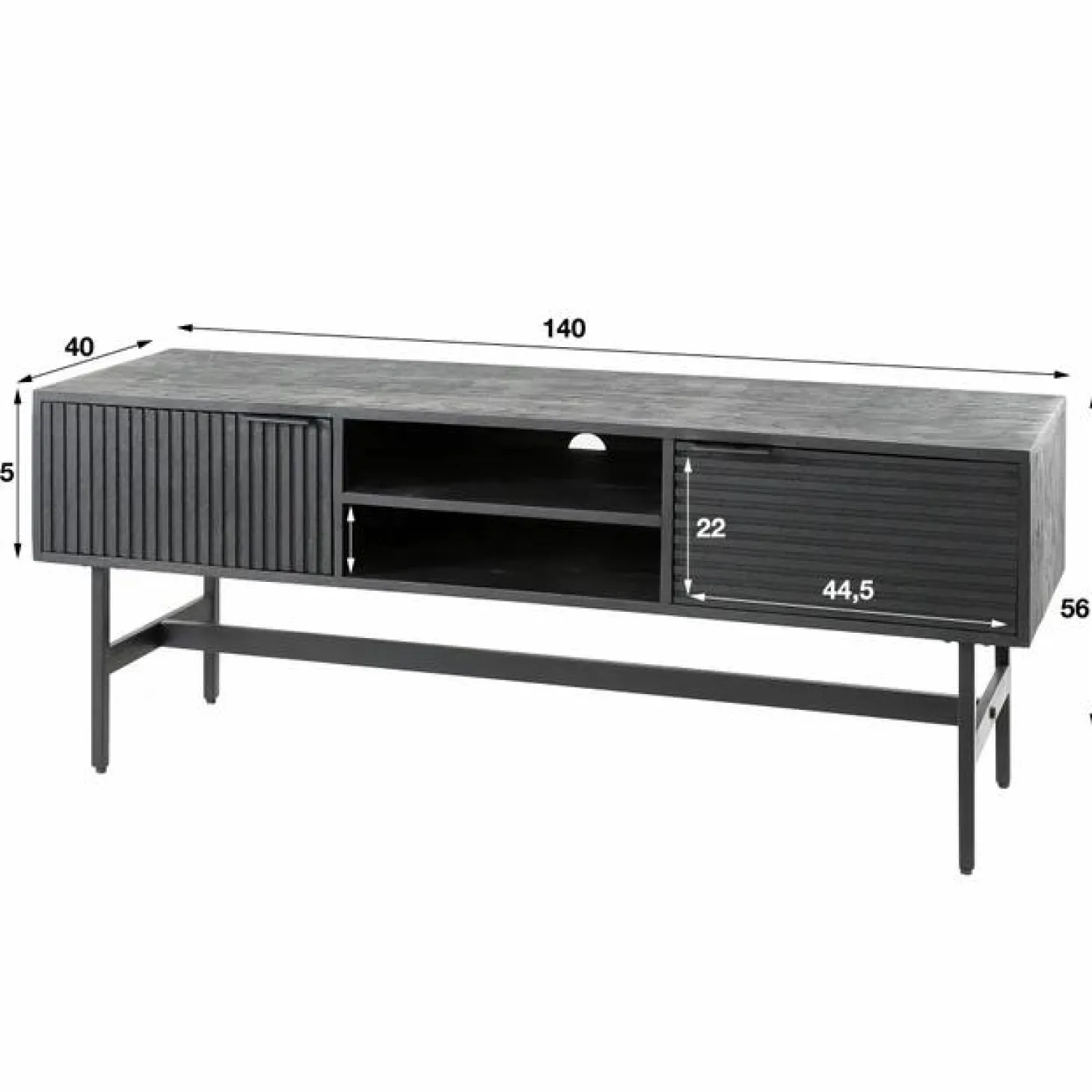 TV-meubel Marina Mangohout 140cm - Zwart - Loft24.nl