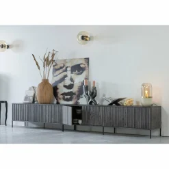 TV-meubel New Gravure Grenen 150cm - Espresso - Loft24.nl