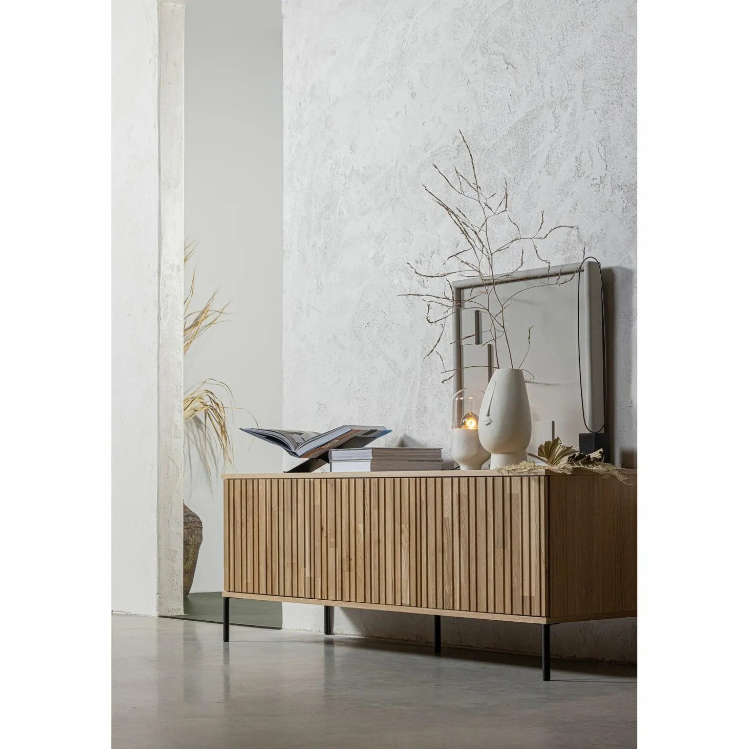 TV-meubel New Gravure Grenen 150cm - Naturel - Loft24.nl