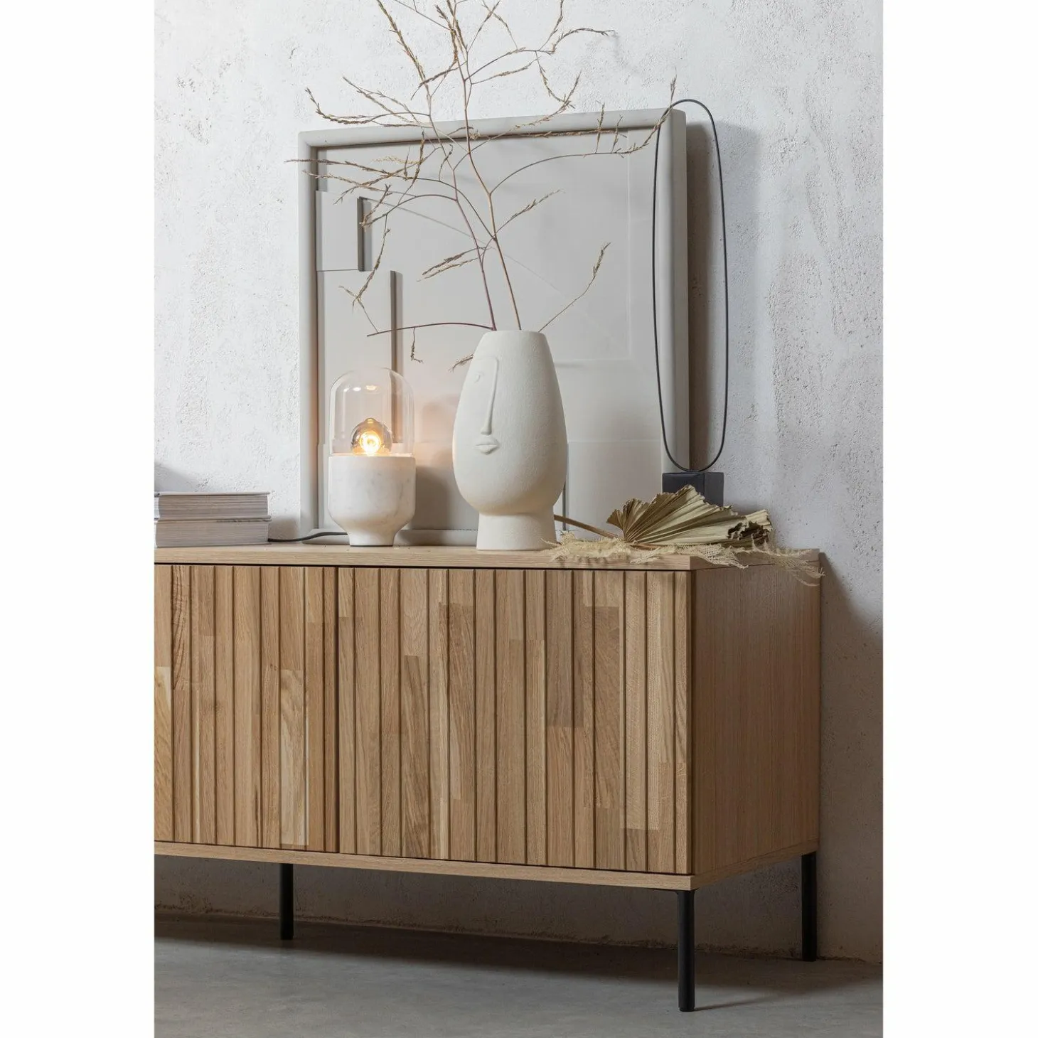 TV-meubel New Gravure Grenen 150cm - Naturel - Loft24.nl