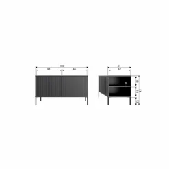 TV-meubel New Gravure Grenen 100cm - Zwart - Loft24.nl