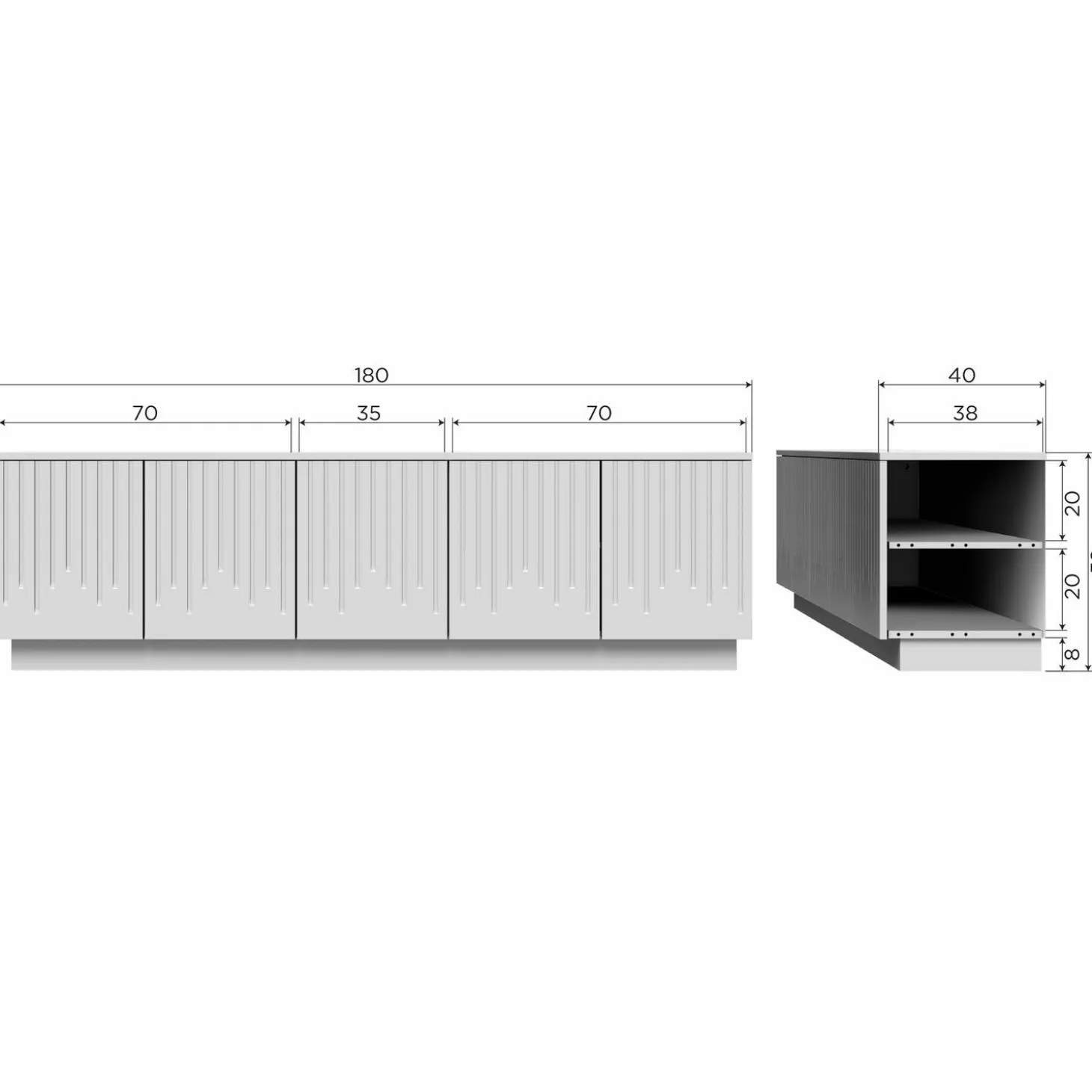 TV-meubel Pencil Grenenhout 180cm - Mist - Loft24.nl