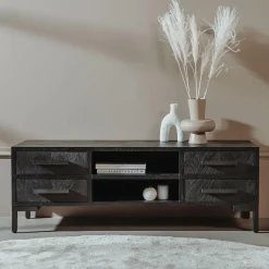 TV-meubel Ziano Visgraat 145 cm - Zwart - Loft24.nl