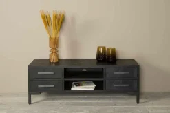 TV-meubel Ziano Visgraat 145 cm - Zwart - Loft24.nl