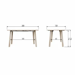 Uitschuifbare Ronde Eettafel Lange Jan 120 x 120-200cm, kleur Eiken - Loft24.nl