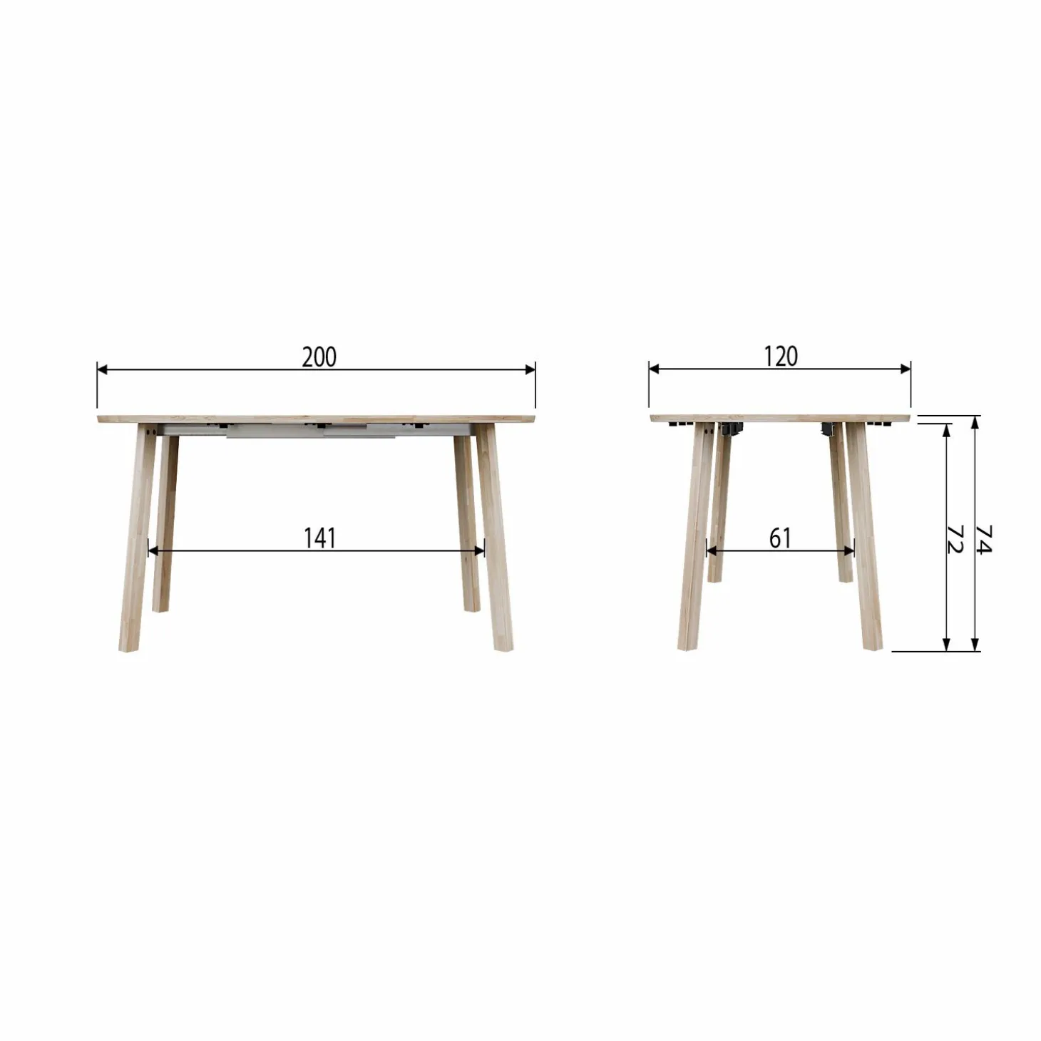 Uitschuifbare Ronde Eettafel Lange Jan 120 x 120-200cm, kleur Eiken - Loft24.nl