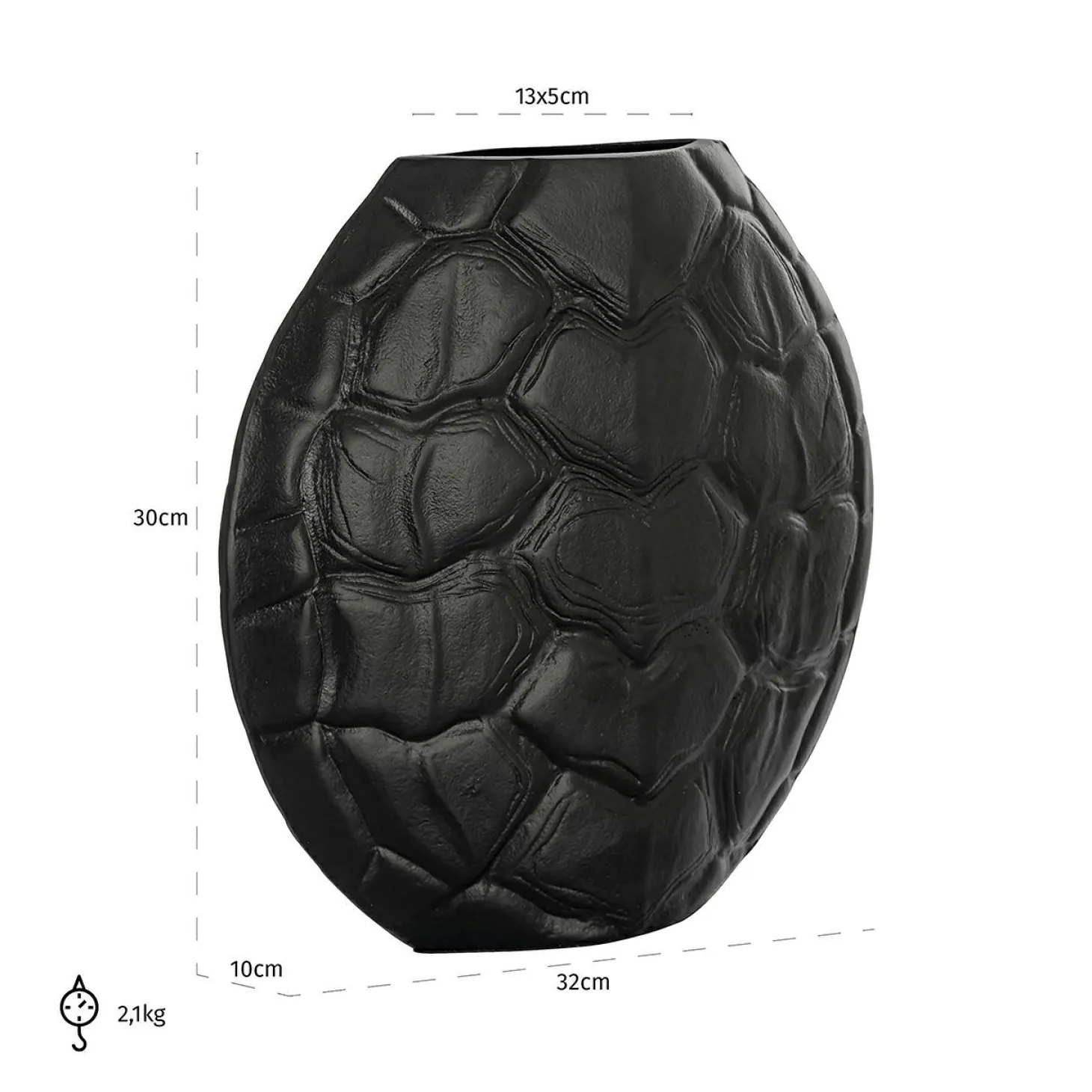 Vaas Ines 30cm hoog kleur Zwart - Loft24.nl