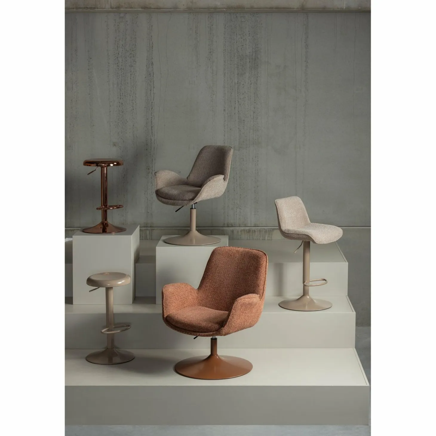 Verstelbare Barkruk Marten Geweven stof - Zand (zithoogte 65-88cm) - Loft24.nl