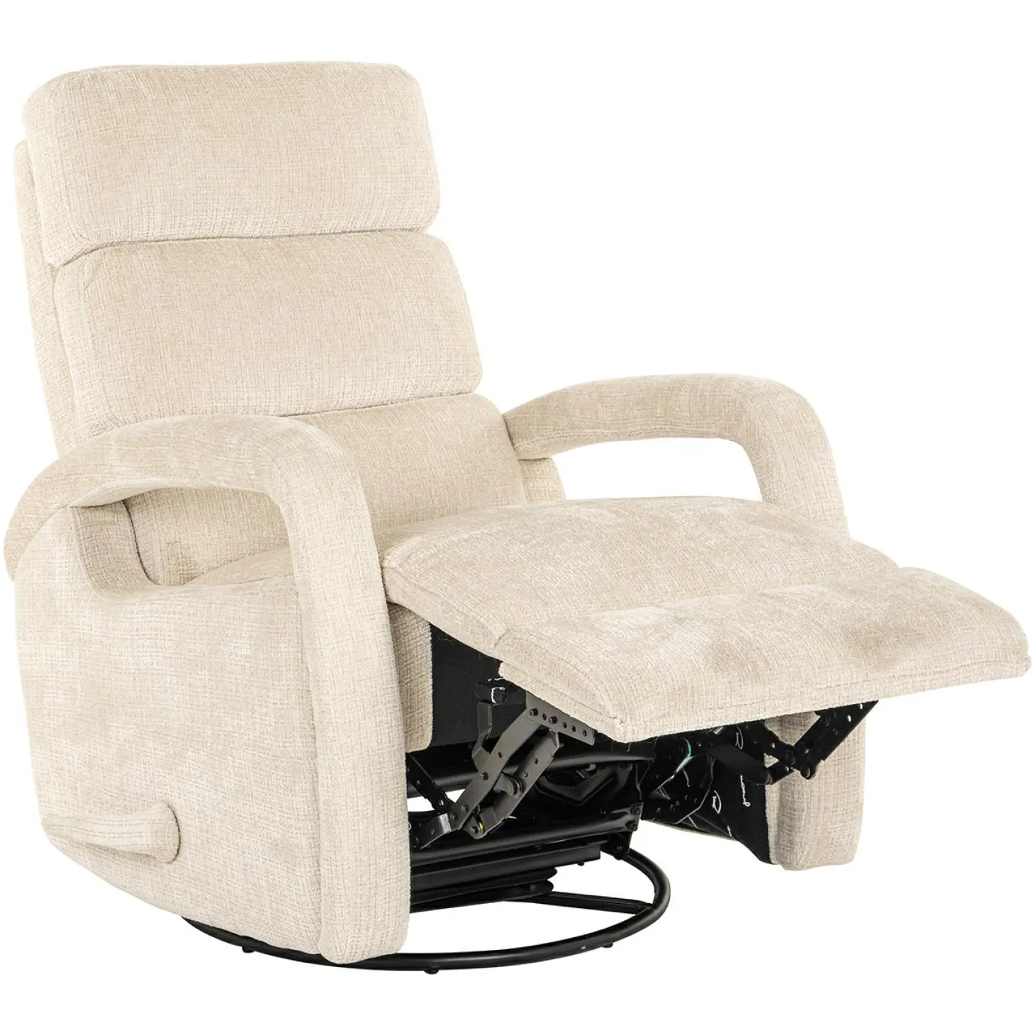 Verstelbare Draaifauteuil Denvi Chenille - Beige - Loft24.nl