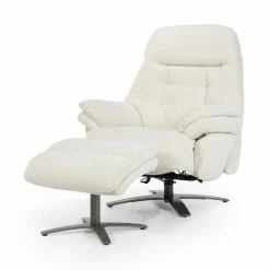Verstelbare Fauteuil Caleb Met voetenbank - Beige - Loft24.nl