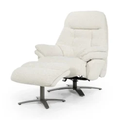 Verstelbare Fauteuil Caleb Met voetenbank - Beige - Loft24.nl