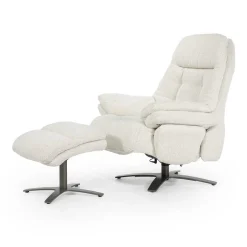 Verstelbare Fauteuil Caleb Met voetenbank - Beige - Loft24.nl