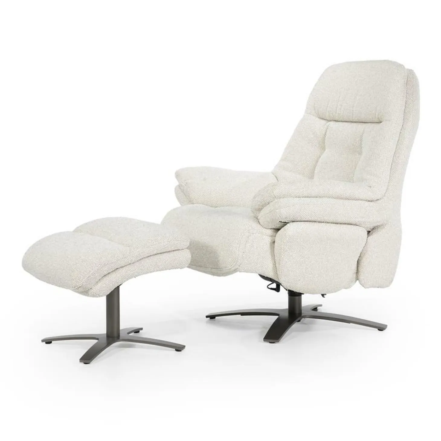 Verstelbare Fauteuil Caleb Met voetenbank - Beige - Loft24.nl