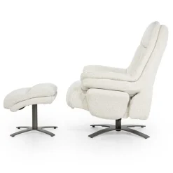 Verstelbare Fauteuil Caleb Met voetenbank - Beige - Loft24.nl