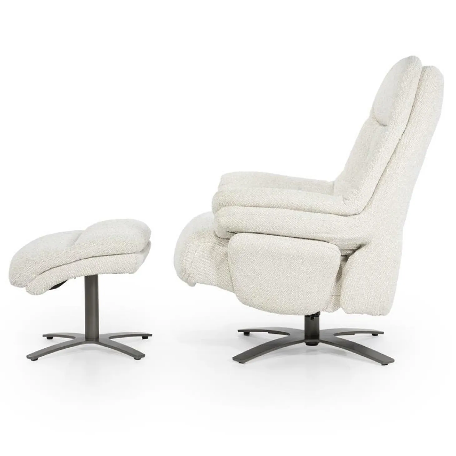 Verstelbare Fauteuil Caleb Met voetenbank - Beige - Loft24.nl