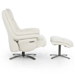 Verstelbare Fauteuil Caleb Met voetenbank - Beige - Loft24.nl
