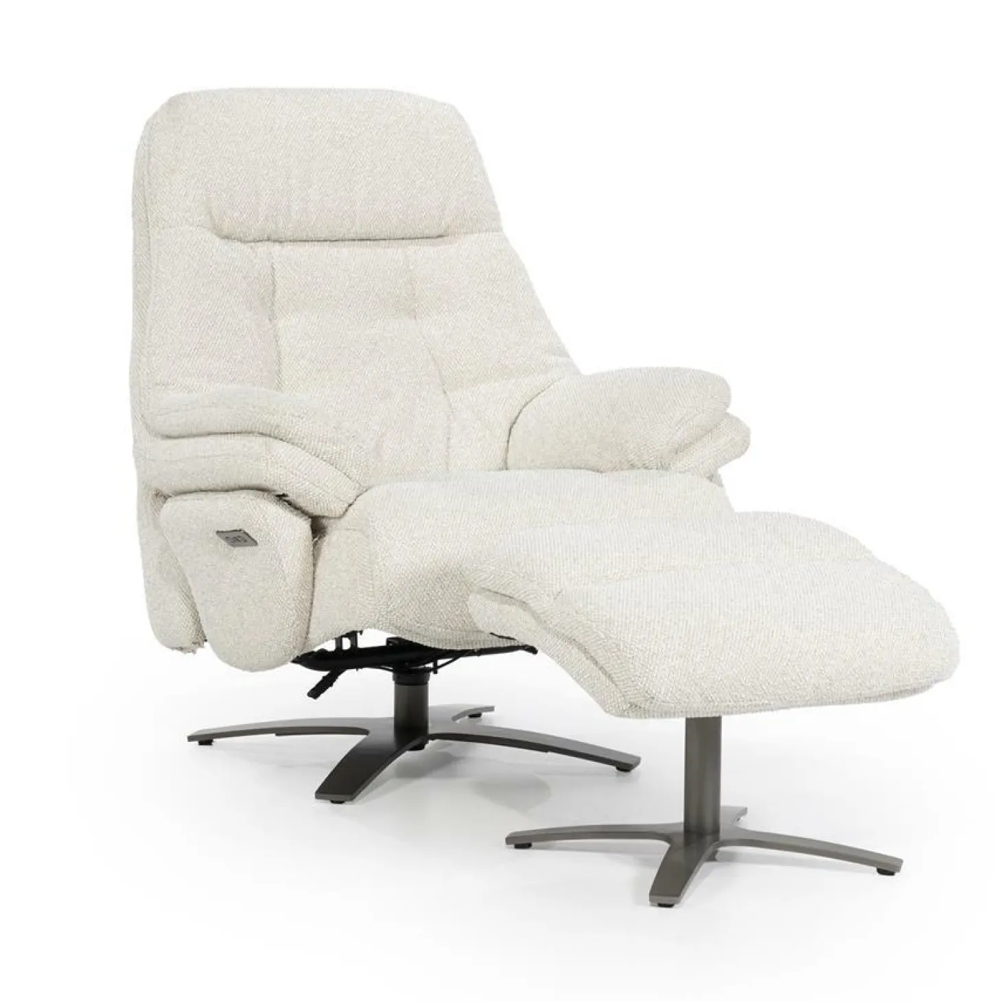 Verstelbare Fauteuil Caleb Met voetenbank - Beige - Loft24.nl