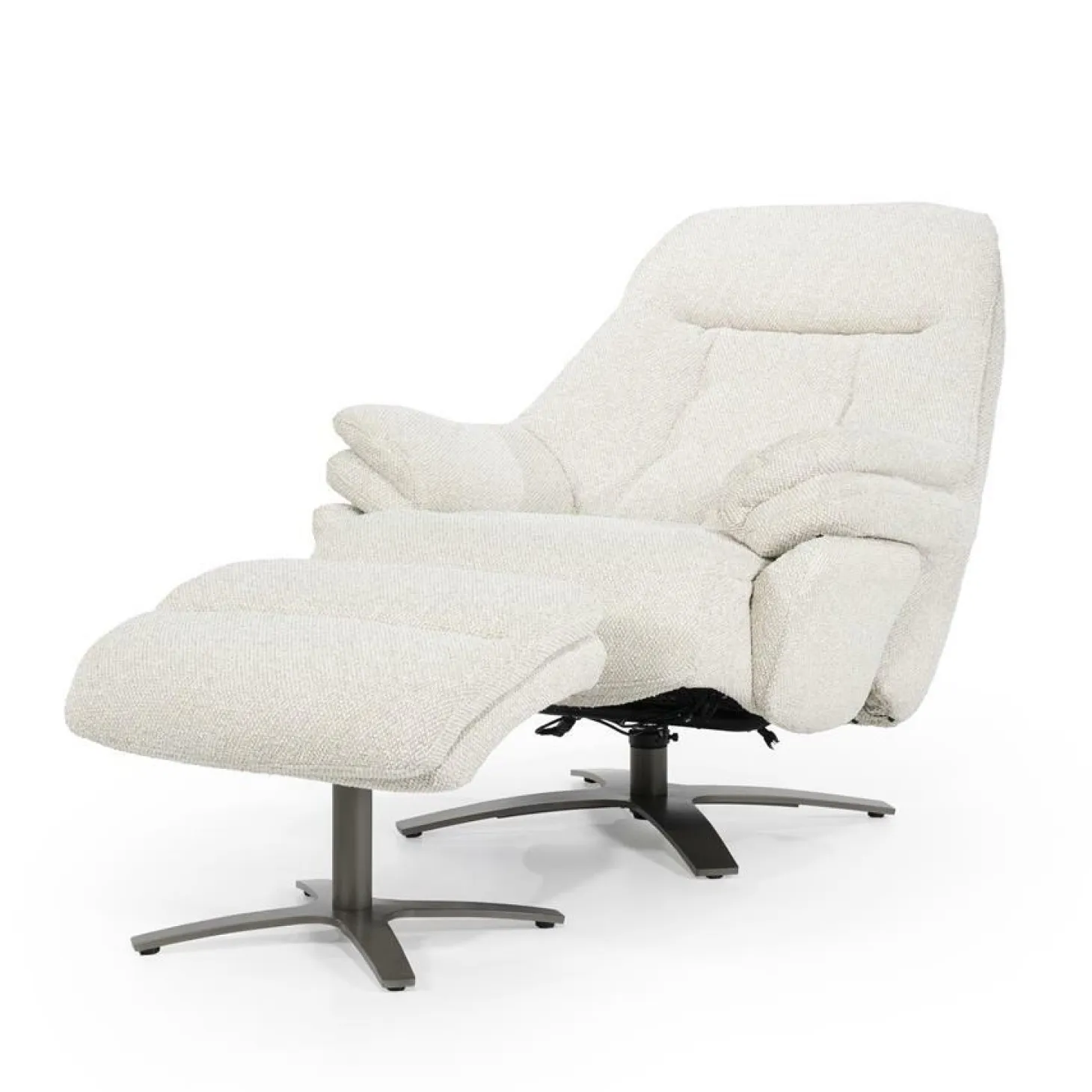 Verstelbare Fauteuil Caleb Met voetenbank - Beige - Loft24.nl