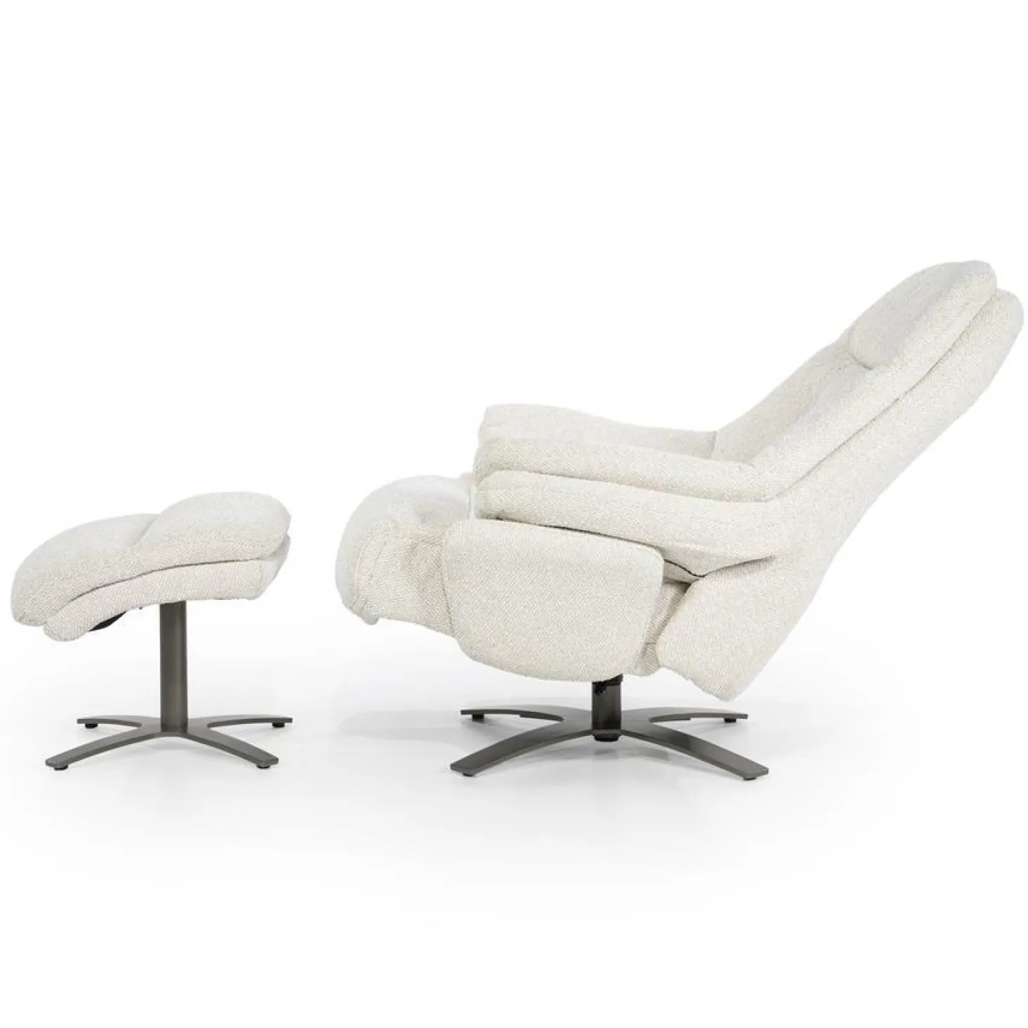 Verstelbare Fauteuil Caleb Met voetenbank - Beige - Loft24.nl
