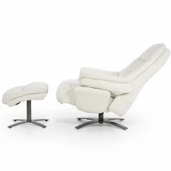 Verstelbare Fauteuil Caleb Met voetenbank - Beige - Loft24.nl
