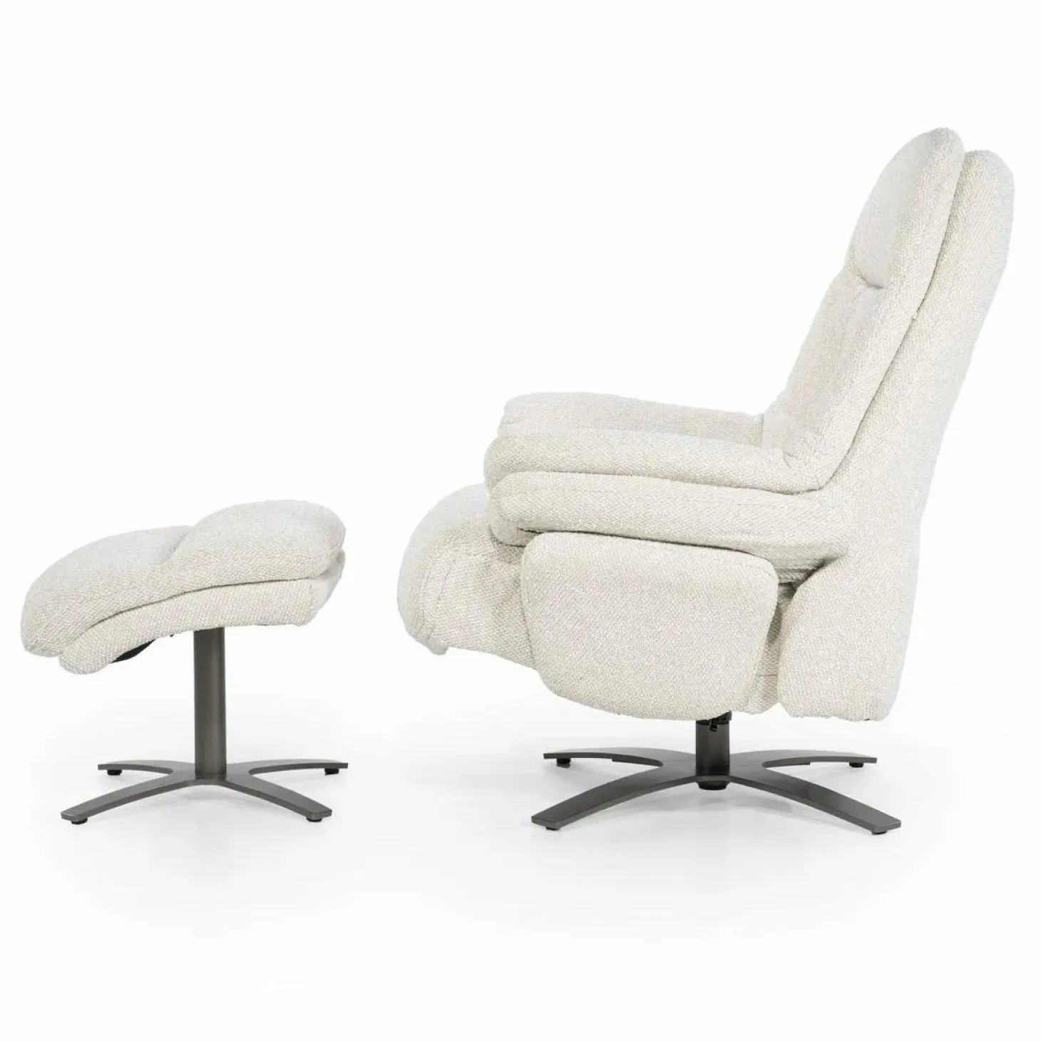 Verstelbare Fauteuil Caleb Met voetenbank - Beige - Loft24.nl