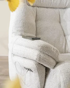Verstelbare Fauteuil Caleb Met voetenbank - Beige - Loft24.nl