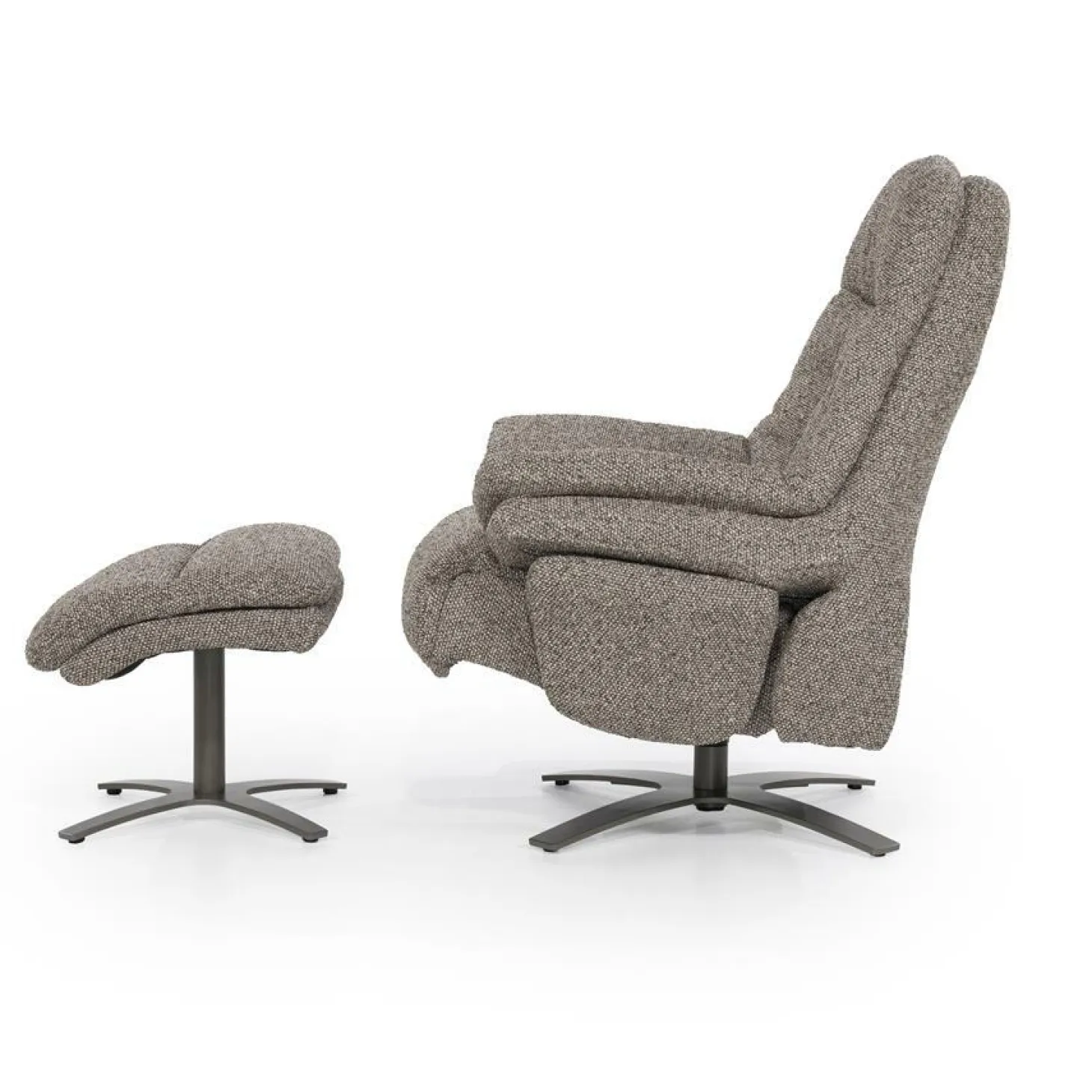 Verstelbare Fauteuil Caleb Met voetenbank - Taupe - Loft24.nl